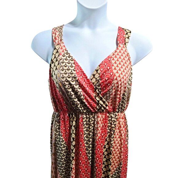 New Directions Sleeveless V-Neckline Elastic Waistband Geometric Print Dress 2X - Picture 3 of 6